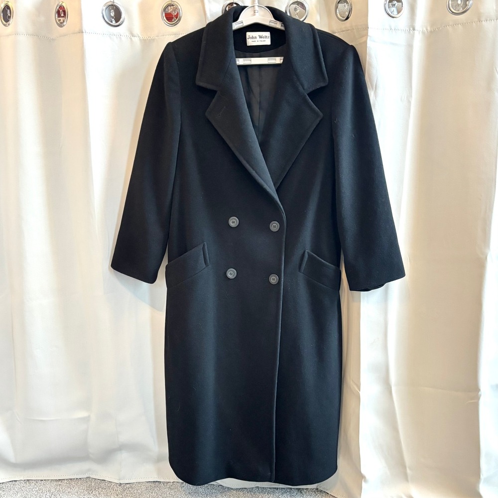 John Weitz Womens Overcoat Size 14 Wool Cashmere Double Breasted Old Money 20010